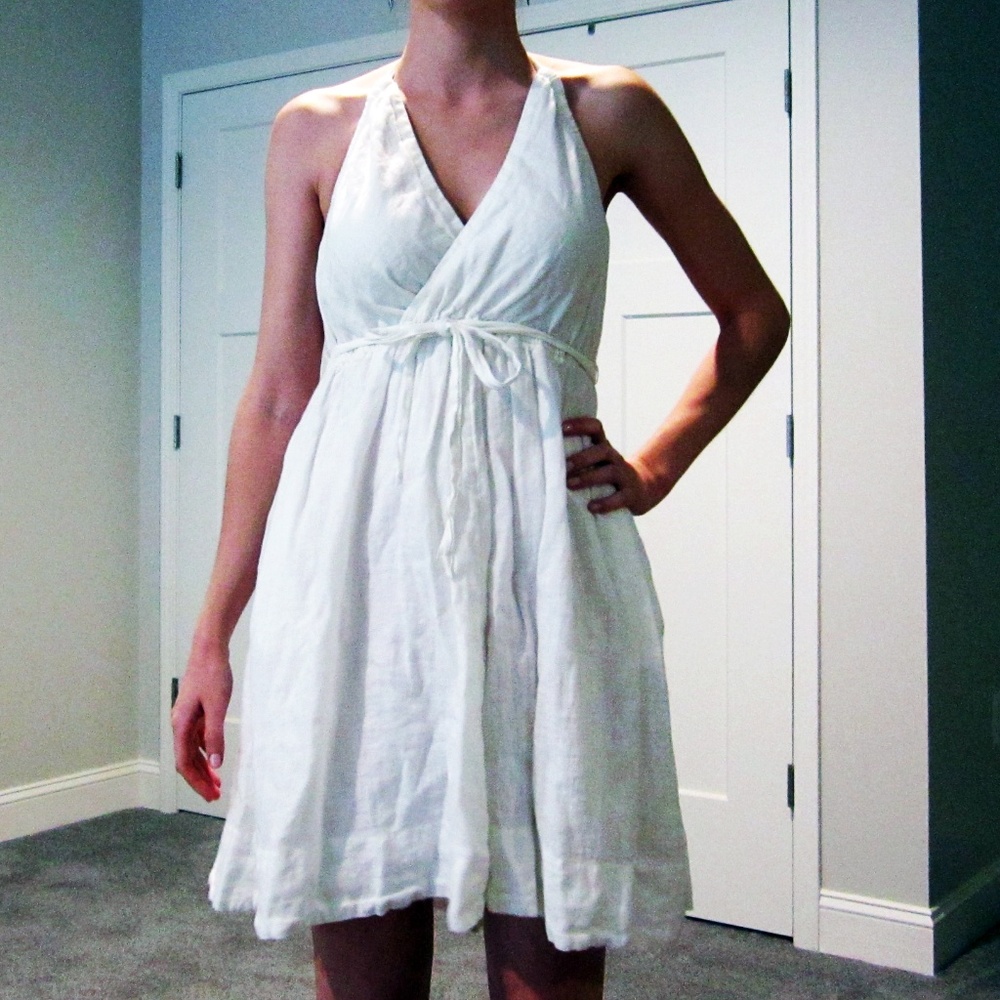 Lands End White Halter Dress